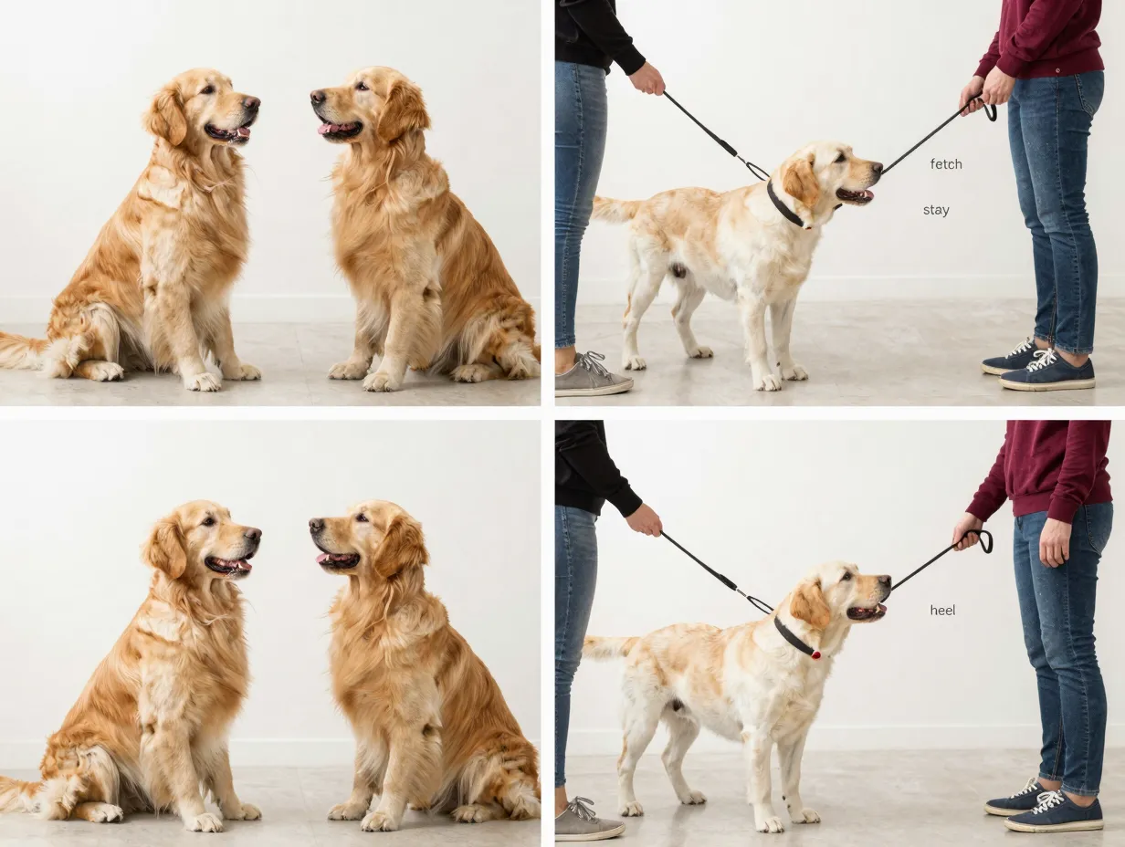Golden retriever repetitive training session versus lab varied training