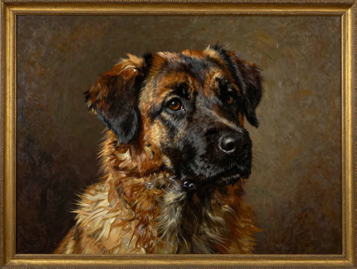 Realistic oil painting portrait of a belgian tervuren by alexandre clarys