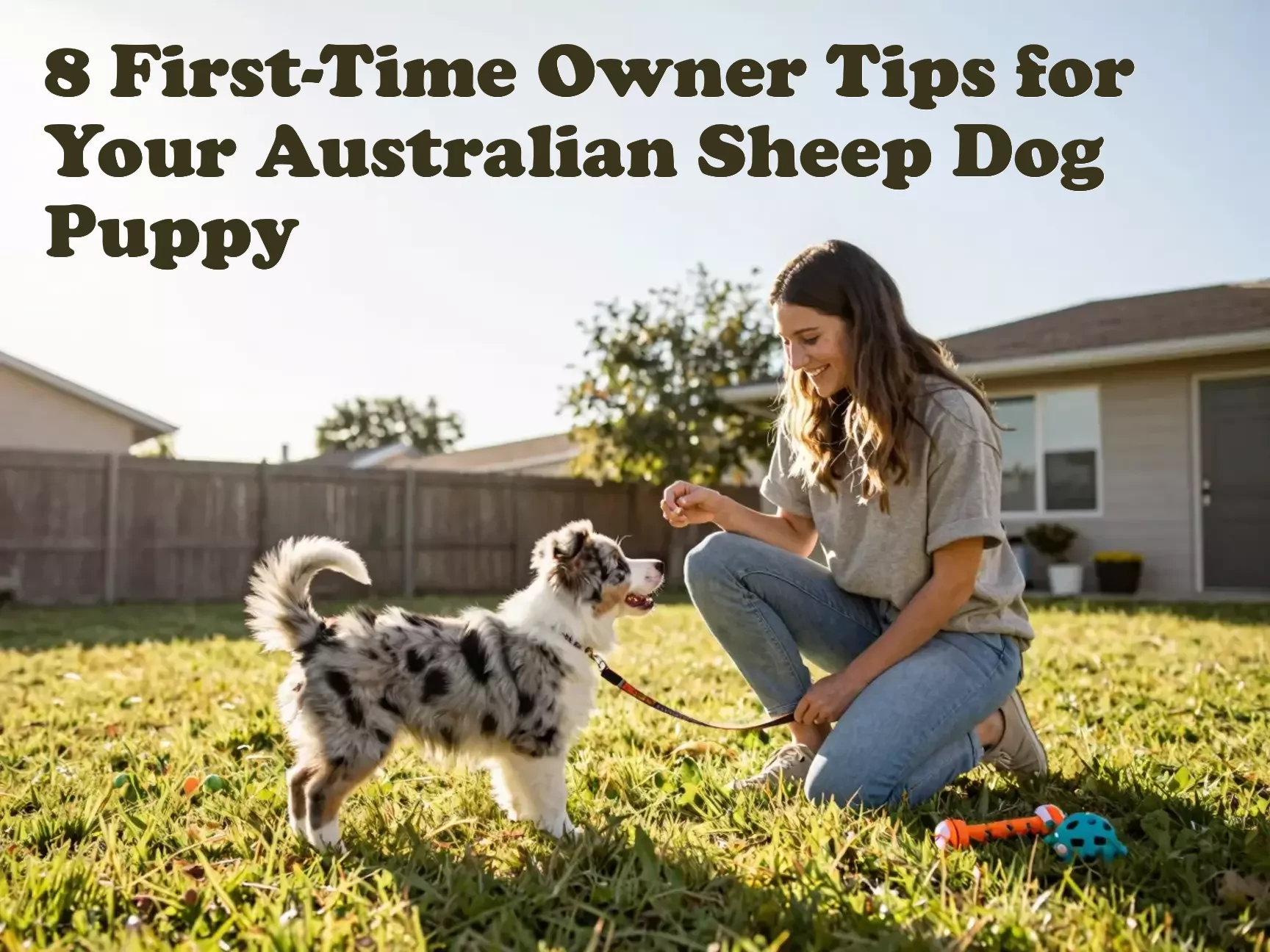 Aussie puppy first time owner training backyard bonding treat main