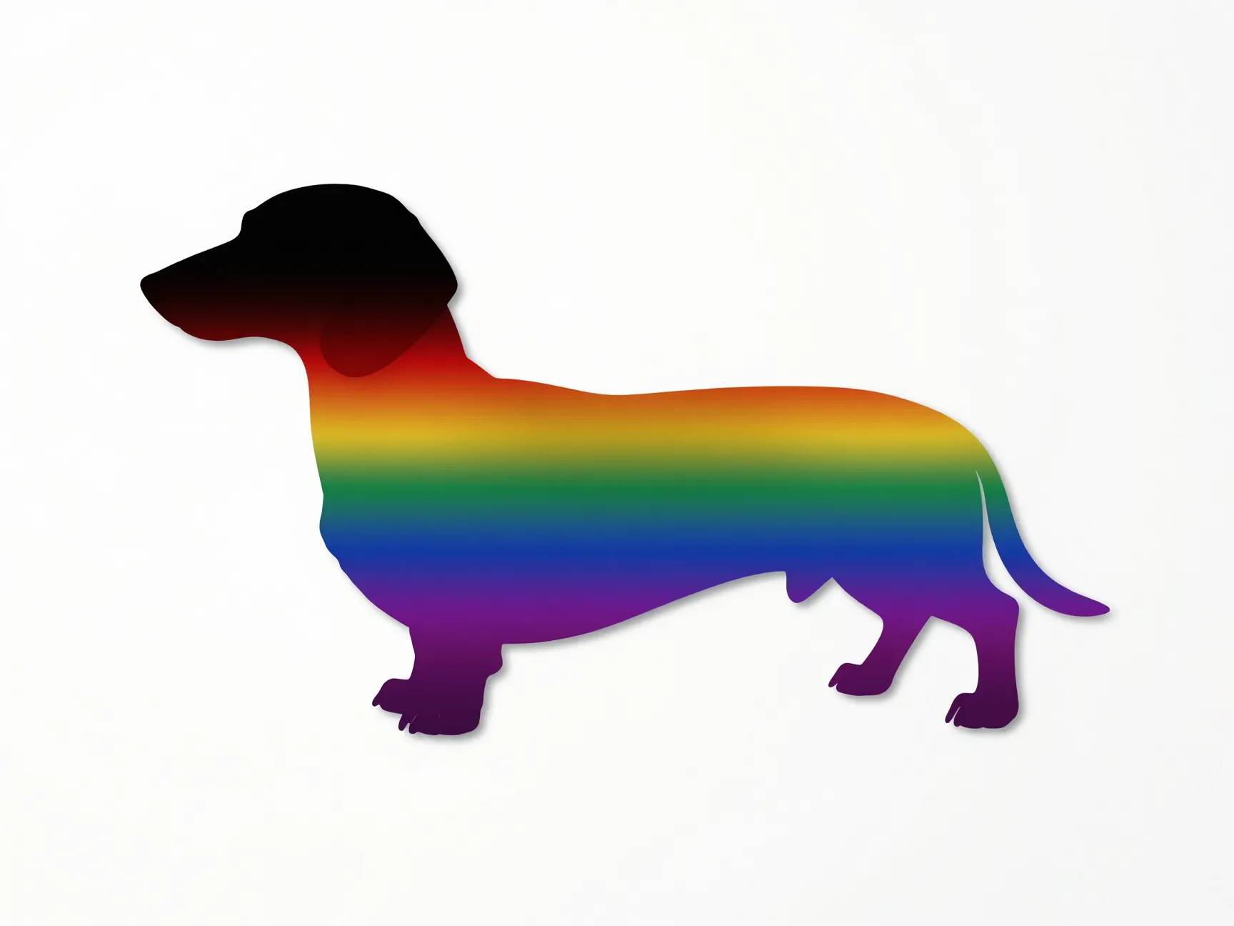 Rainbow gradient dachshund silhouette on white background