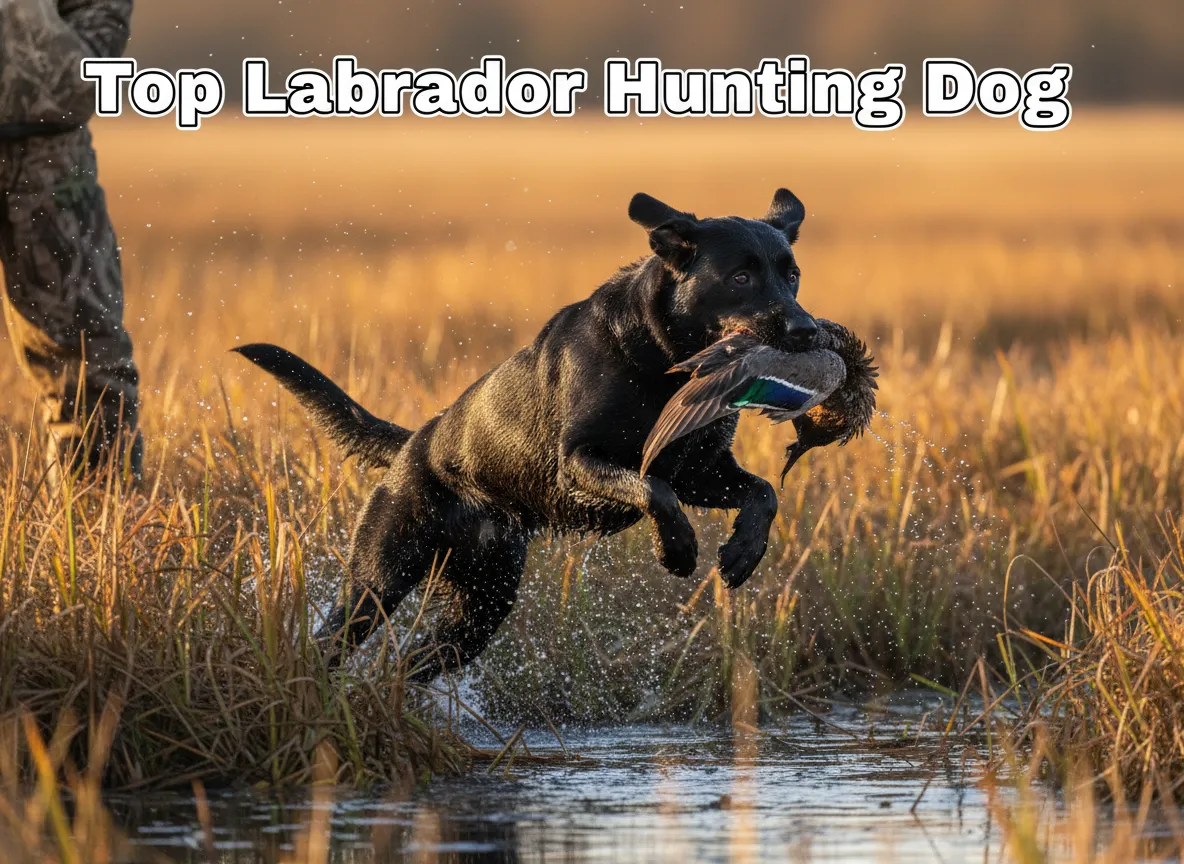Black lab leaping into marsh water retrieving duck wing sunrise