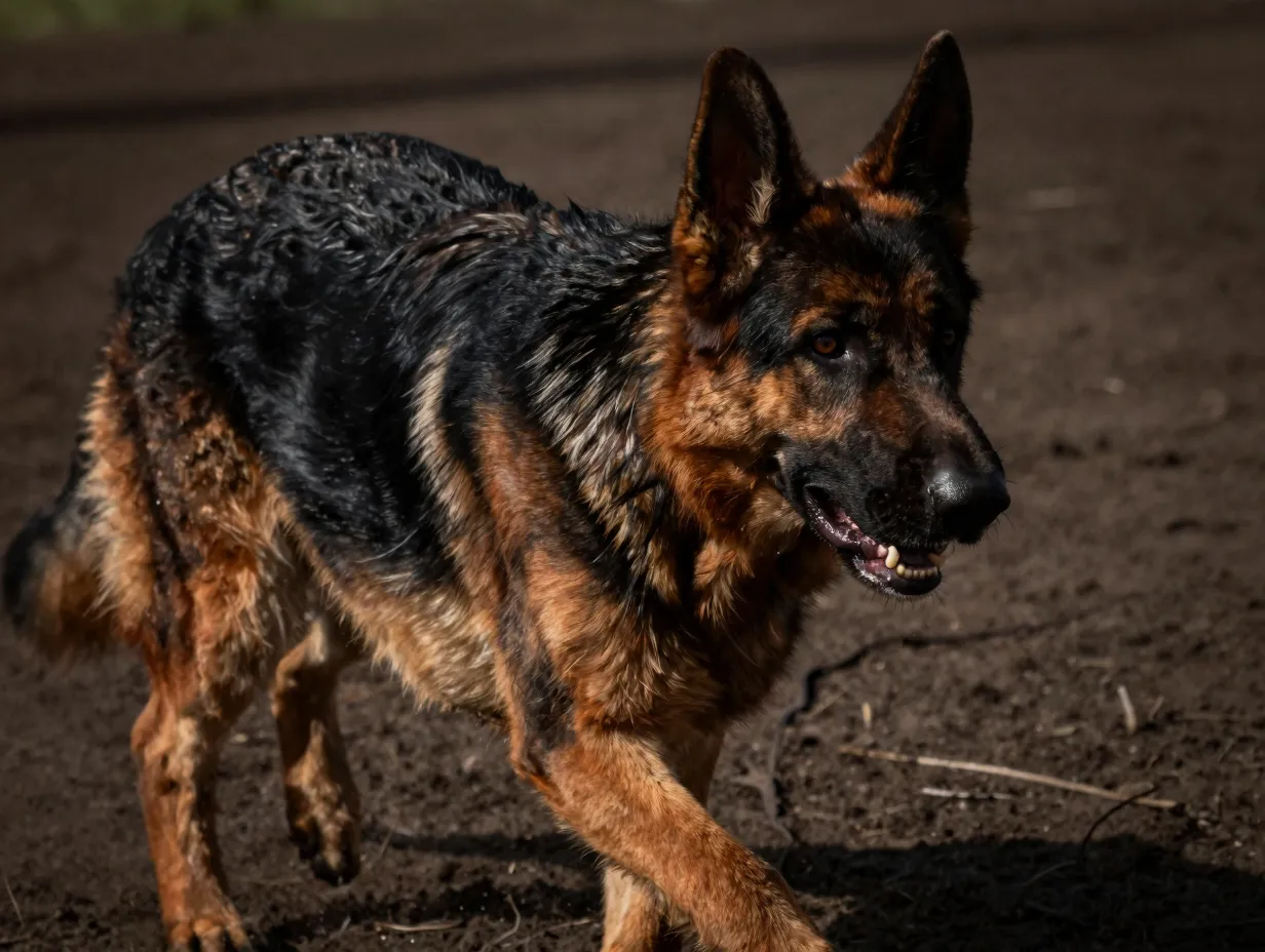 Ddr german shepherd dark coat straight back athletic build