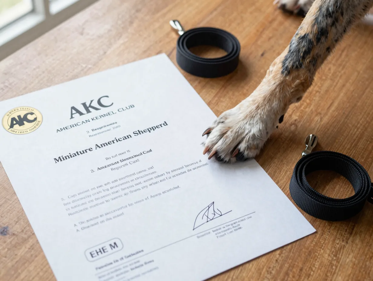 Akc official certificate for miniature american shepherd breed