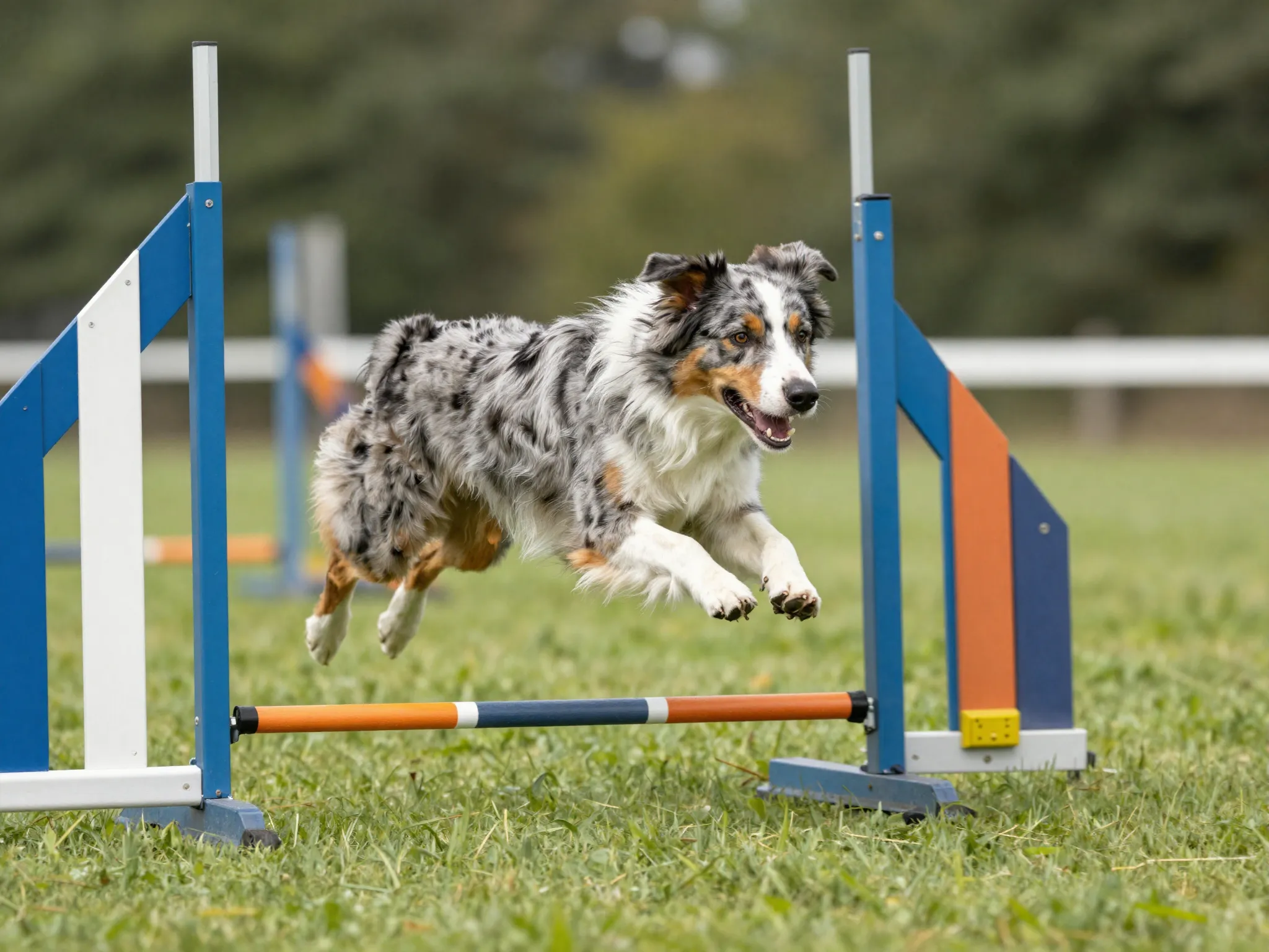 Standard aussie running agility course with high energy
