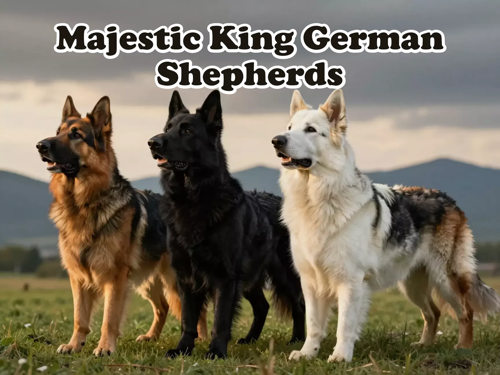 Sable black white king shepherd trio majestic field portrait main