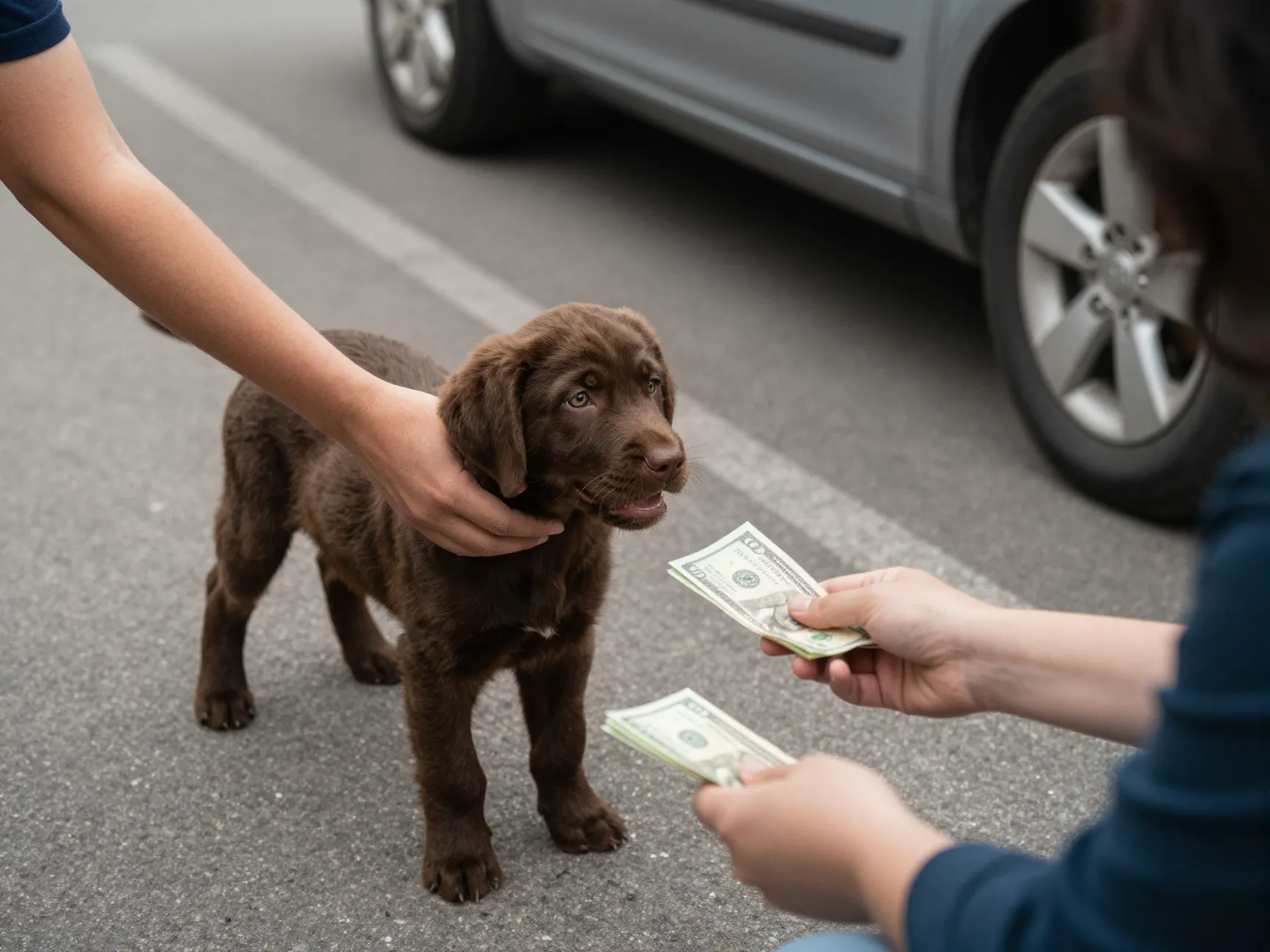 Curbside cash exchange for labrador puppy without questions