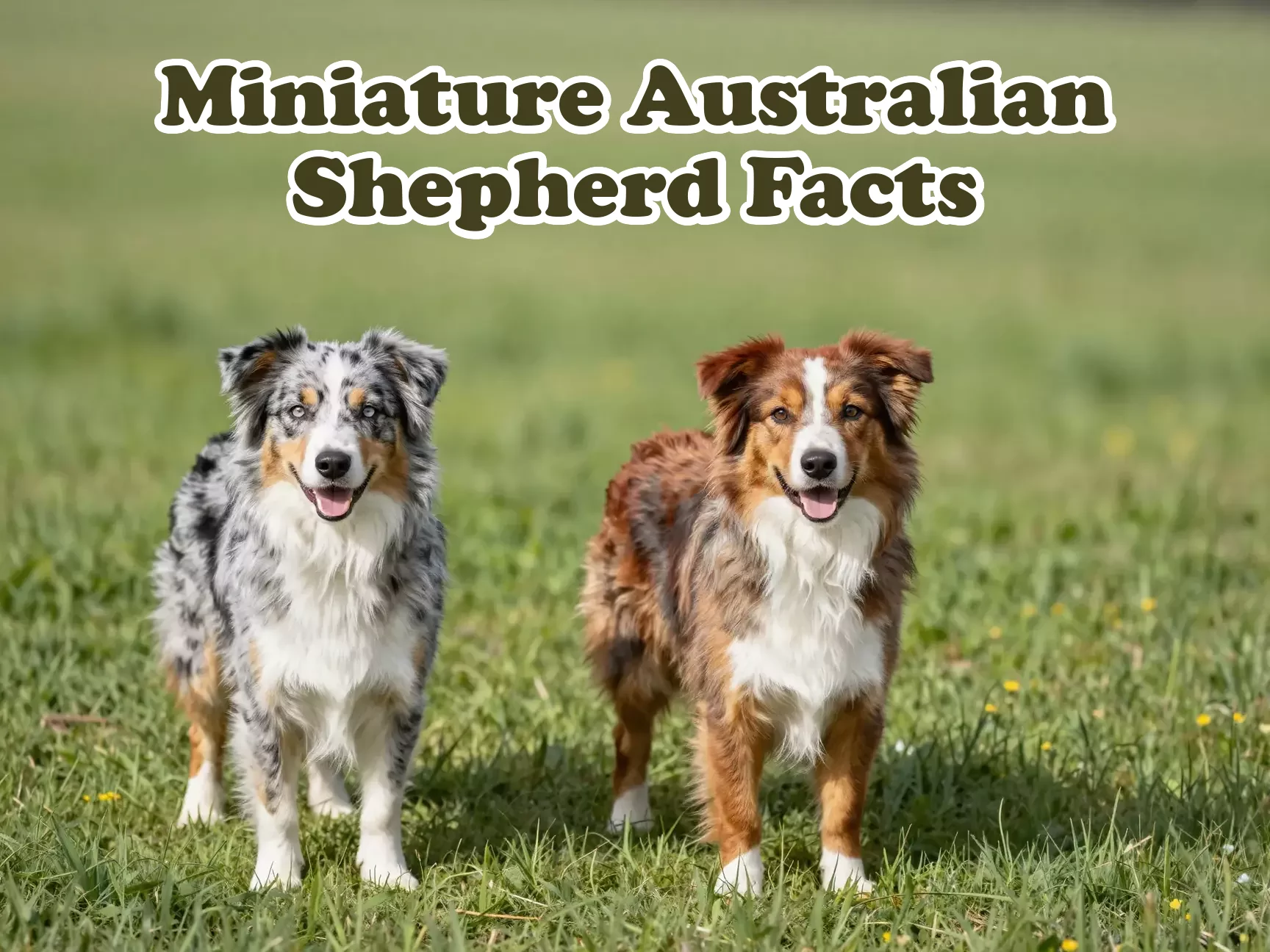 Two alert miniature australian shepherds merle coats field main