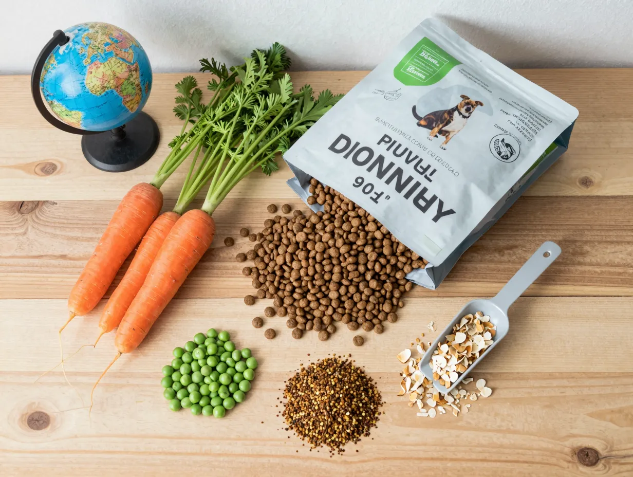 Sustainable dog food selection with novel proteins and locally sourced ingredients