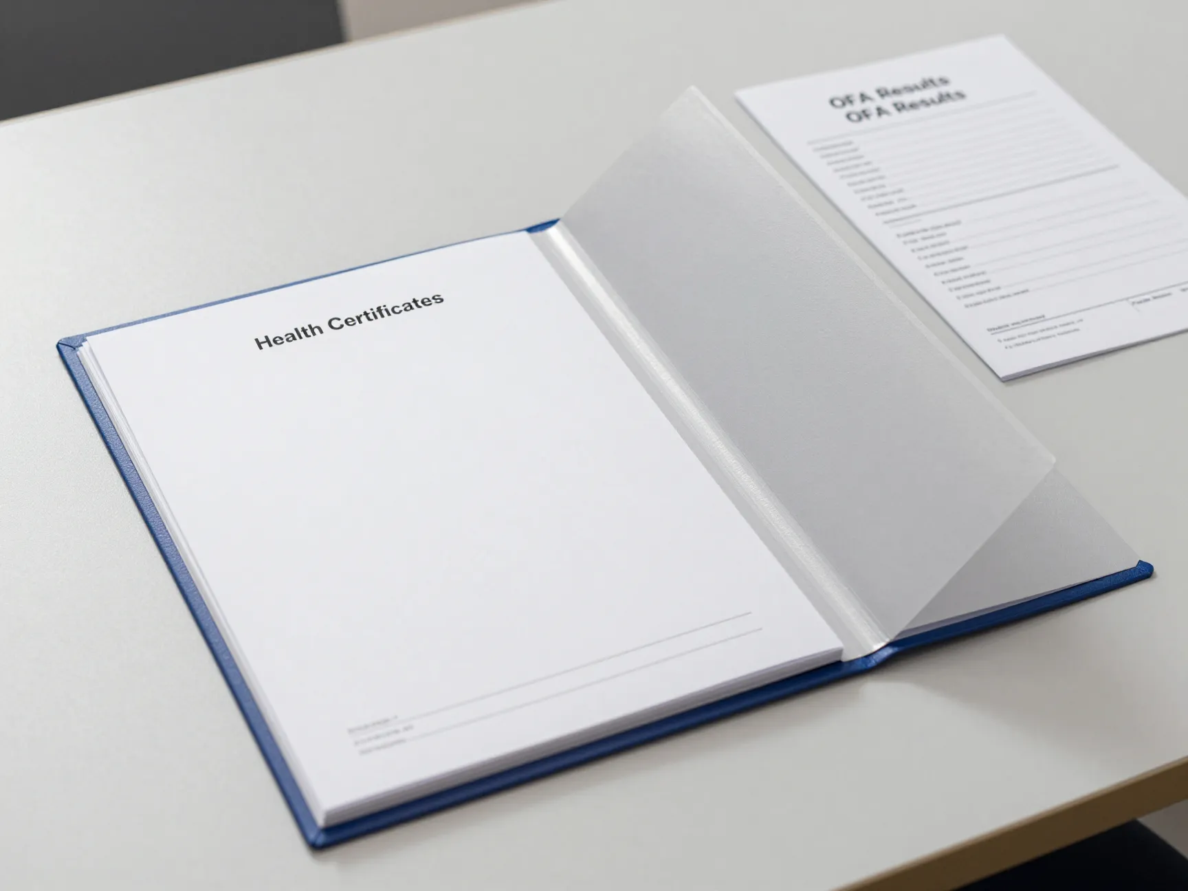 No health testing documents empty veterinary certificate folder