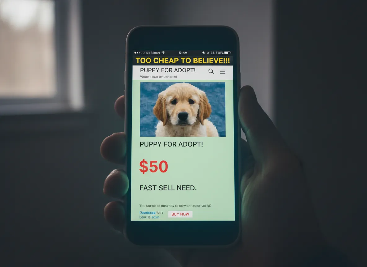 Unusually low price cheap puppy online listing suspicious ad