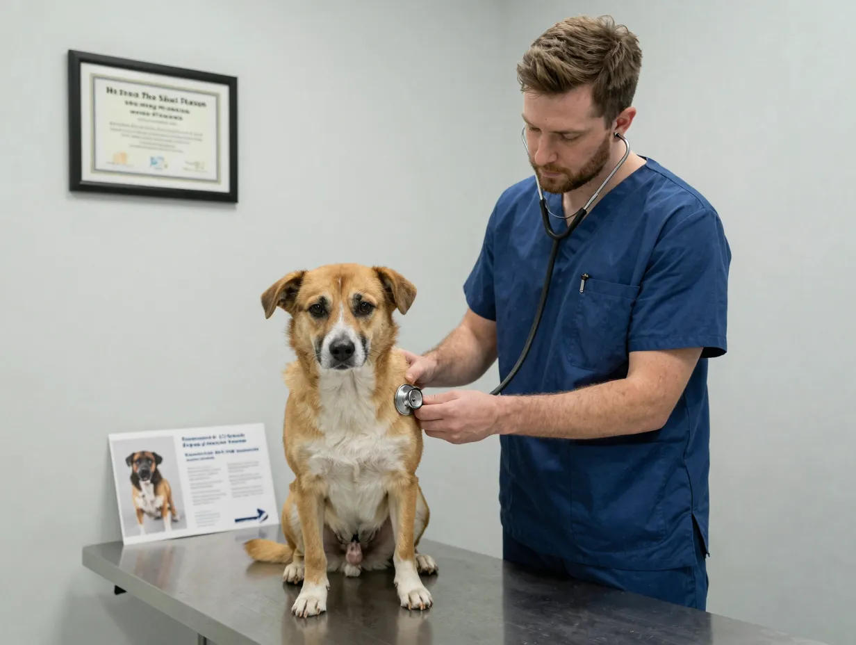 Veterinarian preparing a dog for a spay or neuter procedure