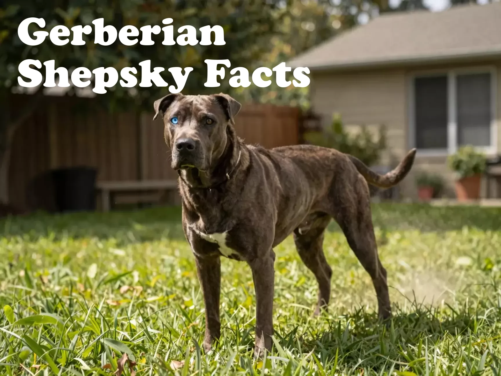 Shepsky heterochromatic eyes active backyard green space main