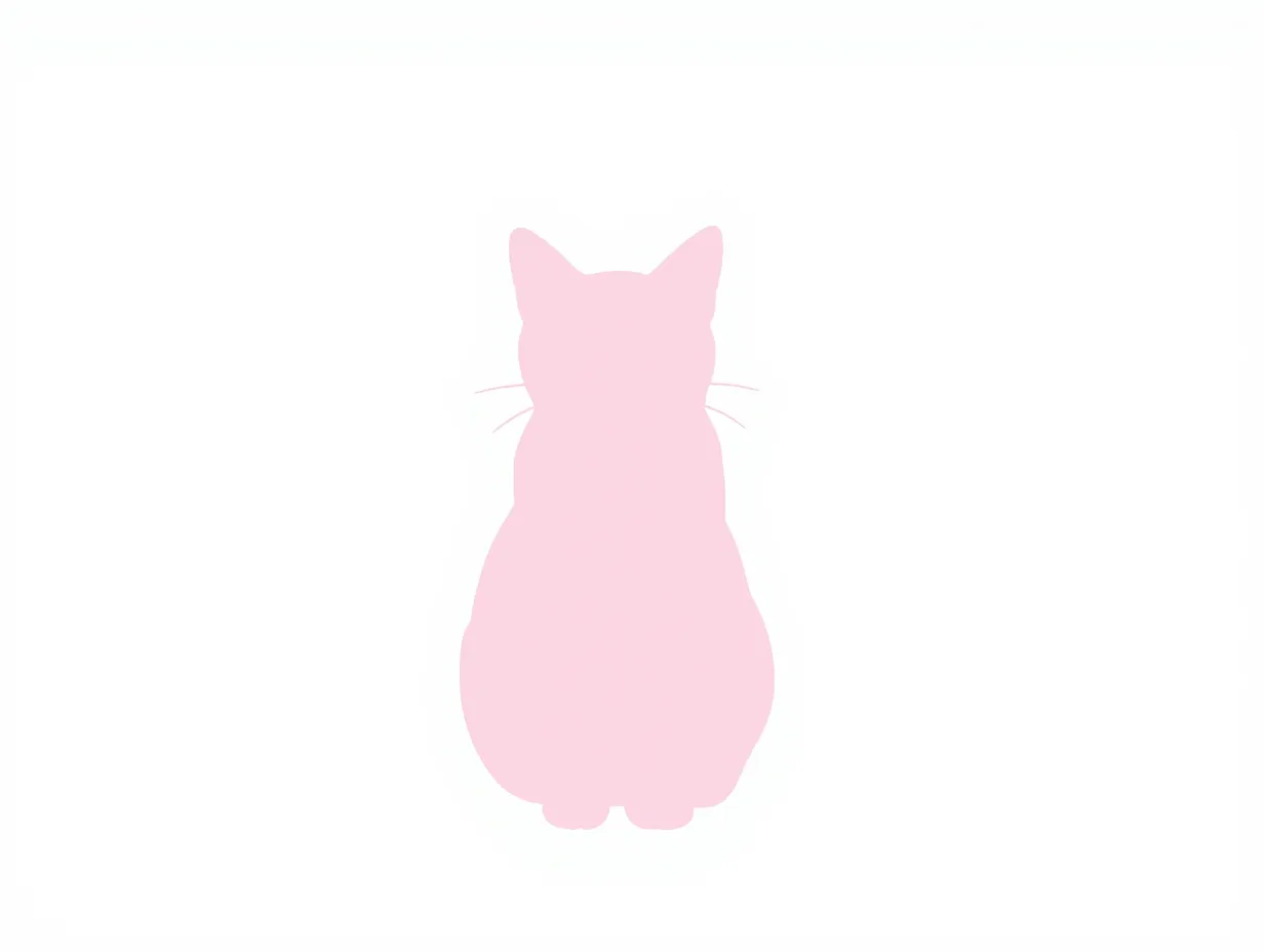 Minimalist line art pink cat silhouette clean white background