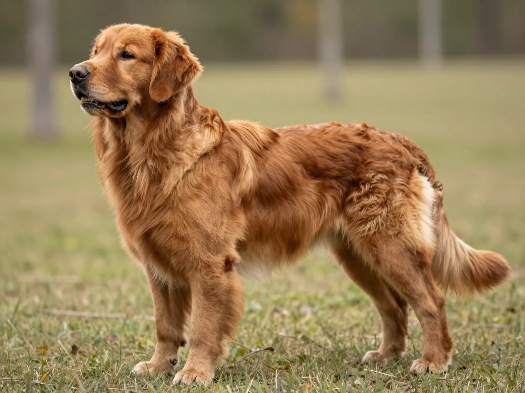 Red golden retriever muscular build feathering identical to classic