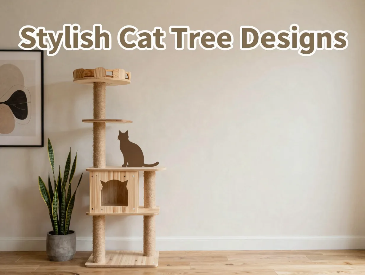Minimalist wood cat tree modern living room aesthetic design