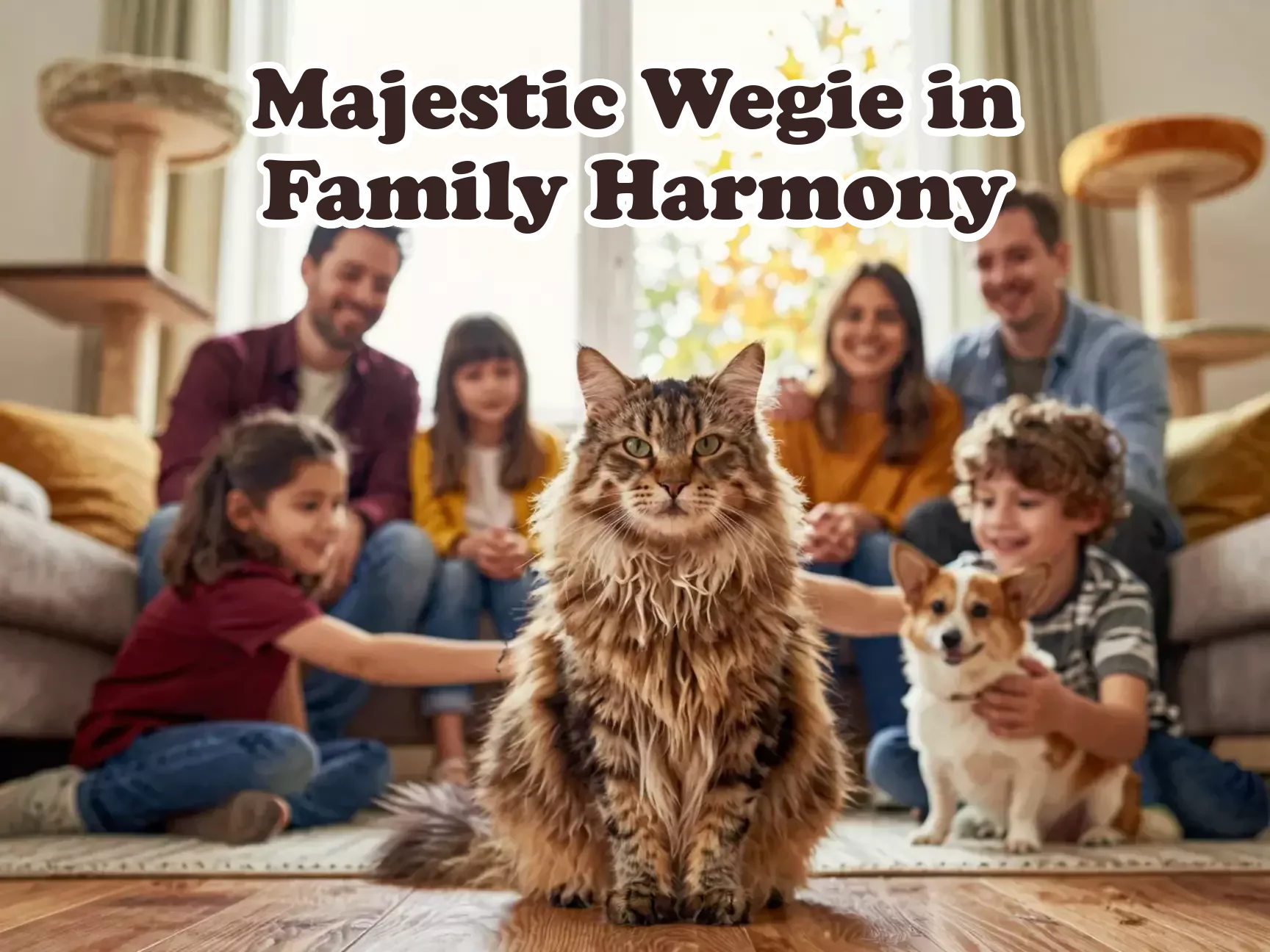 Majestic wegie family harmony children pet dog cat tree warm light main