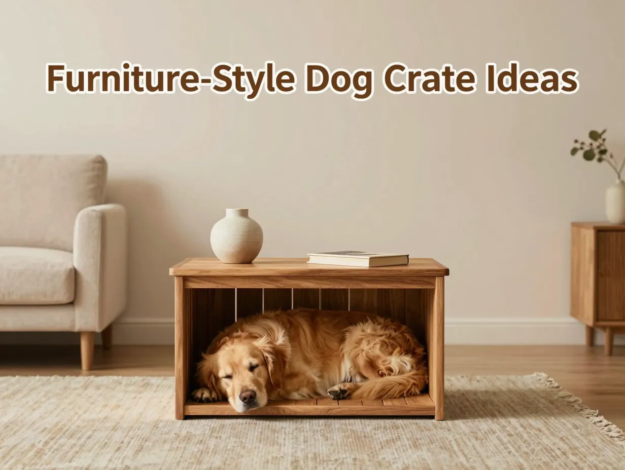 Dog crate end table furniture modern living room styled decor