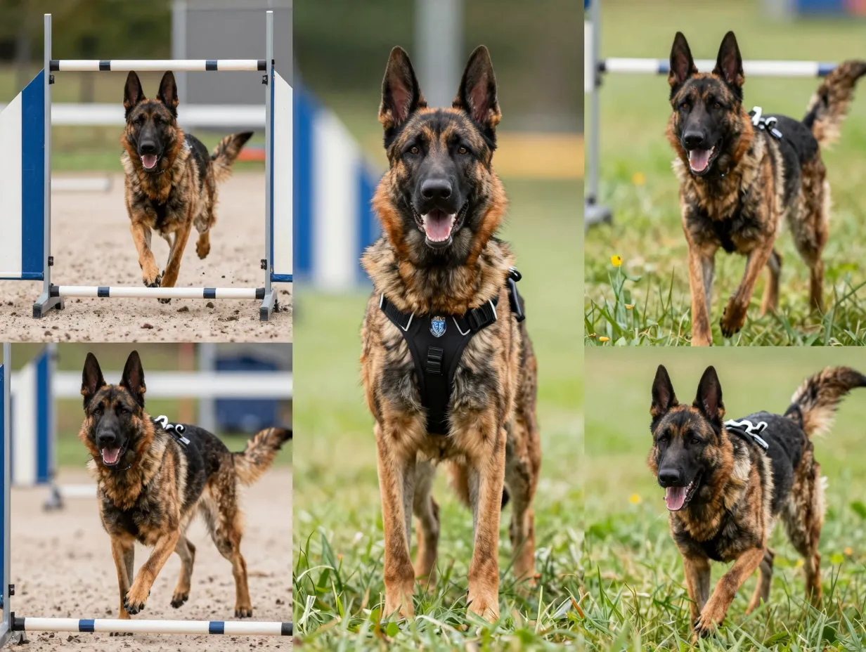 Dutch shepherd performing multiple professional roles in sequence montage