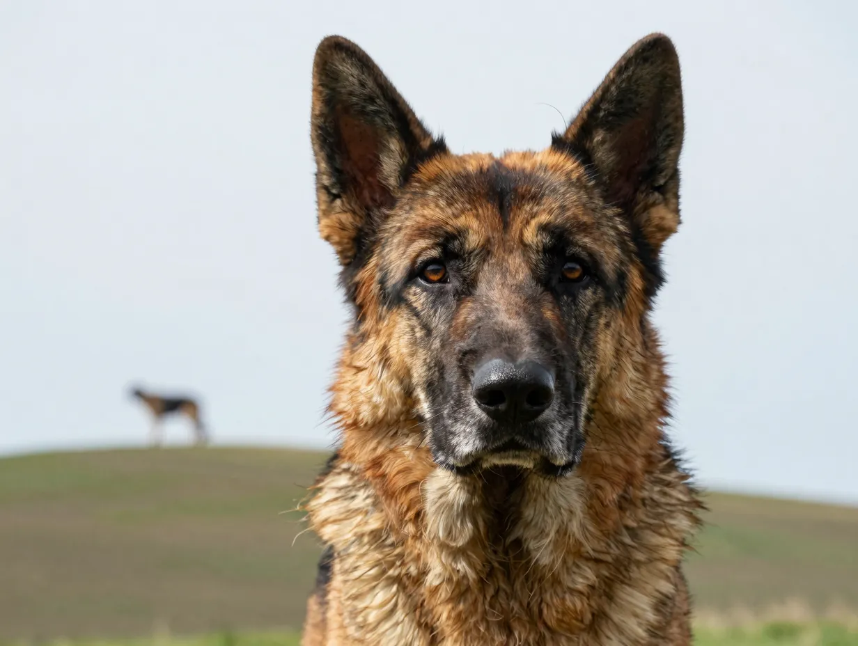 Intelligent kangal dog assessing distant threat from hilltop