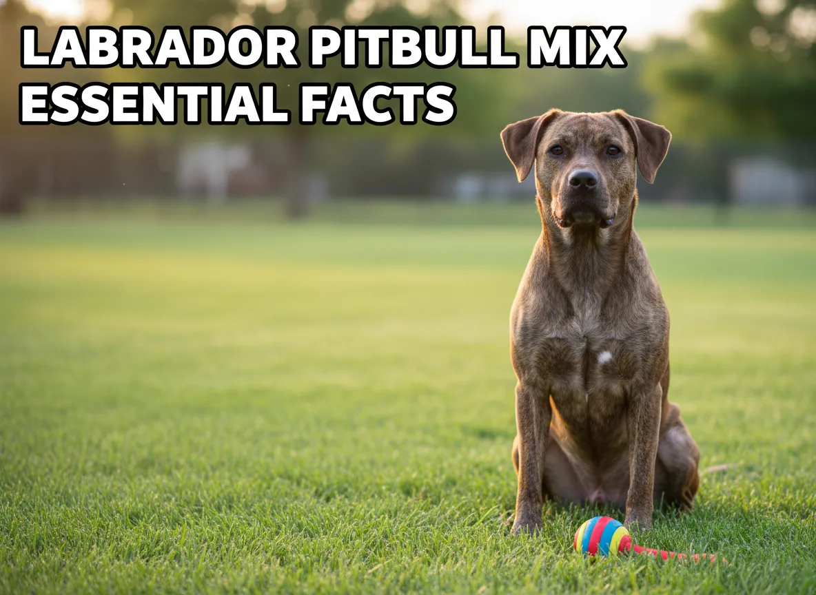 Brindle labrabull sitting grassy field friendly gaze negative space