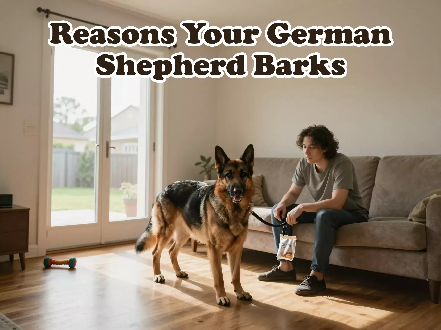 Calm german shepherd at home with owner ready for training main