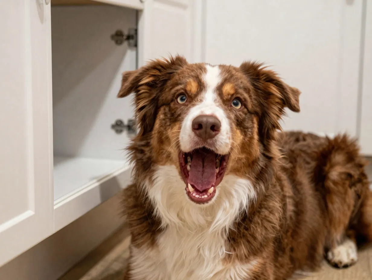 Dog communicates with groans and eye contact