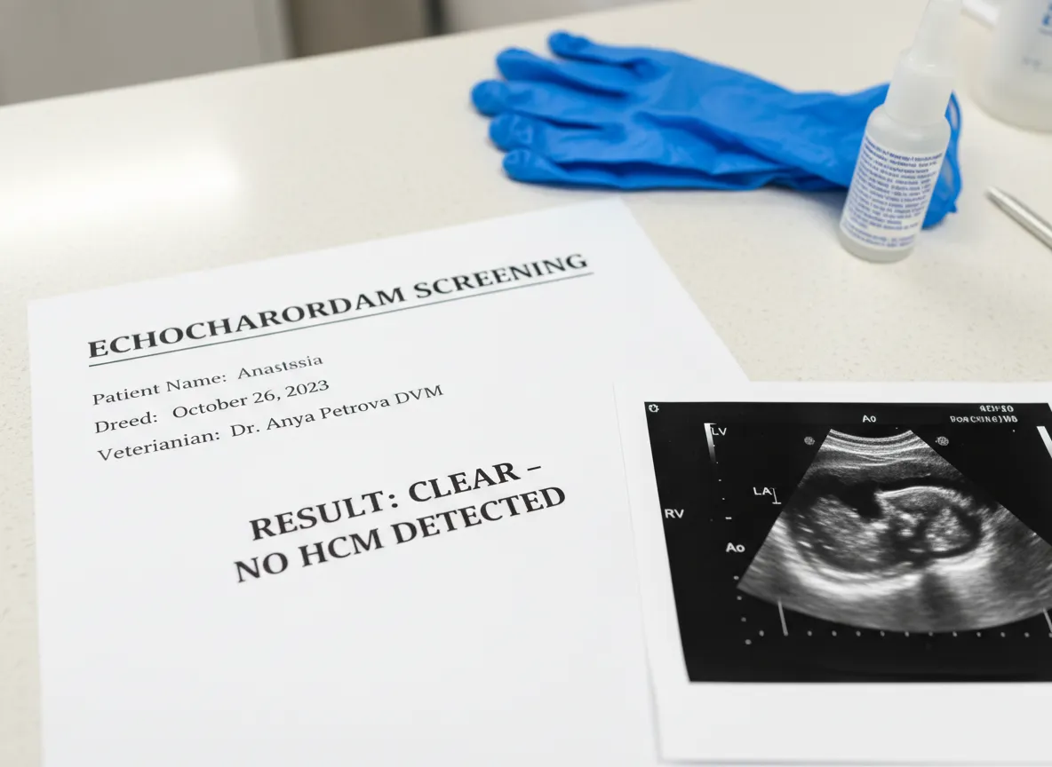 Veterinary echocardiogram screening results for russian blue cat