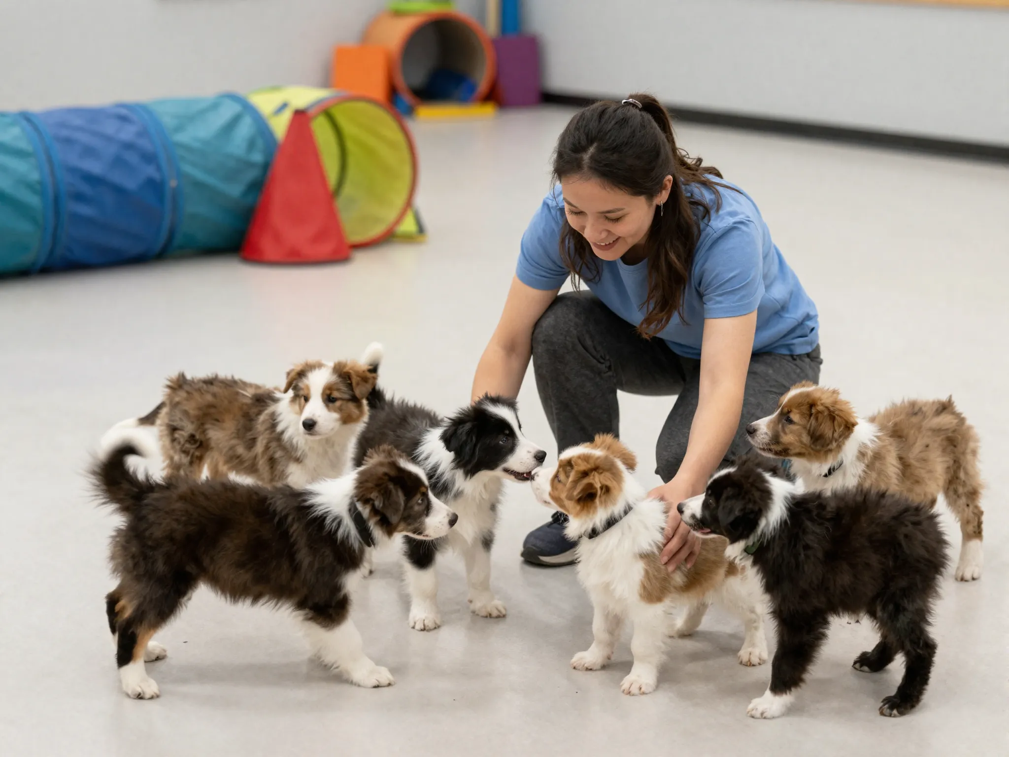Puppy socializes in training class