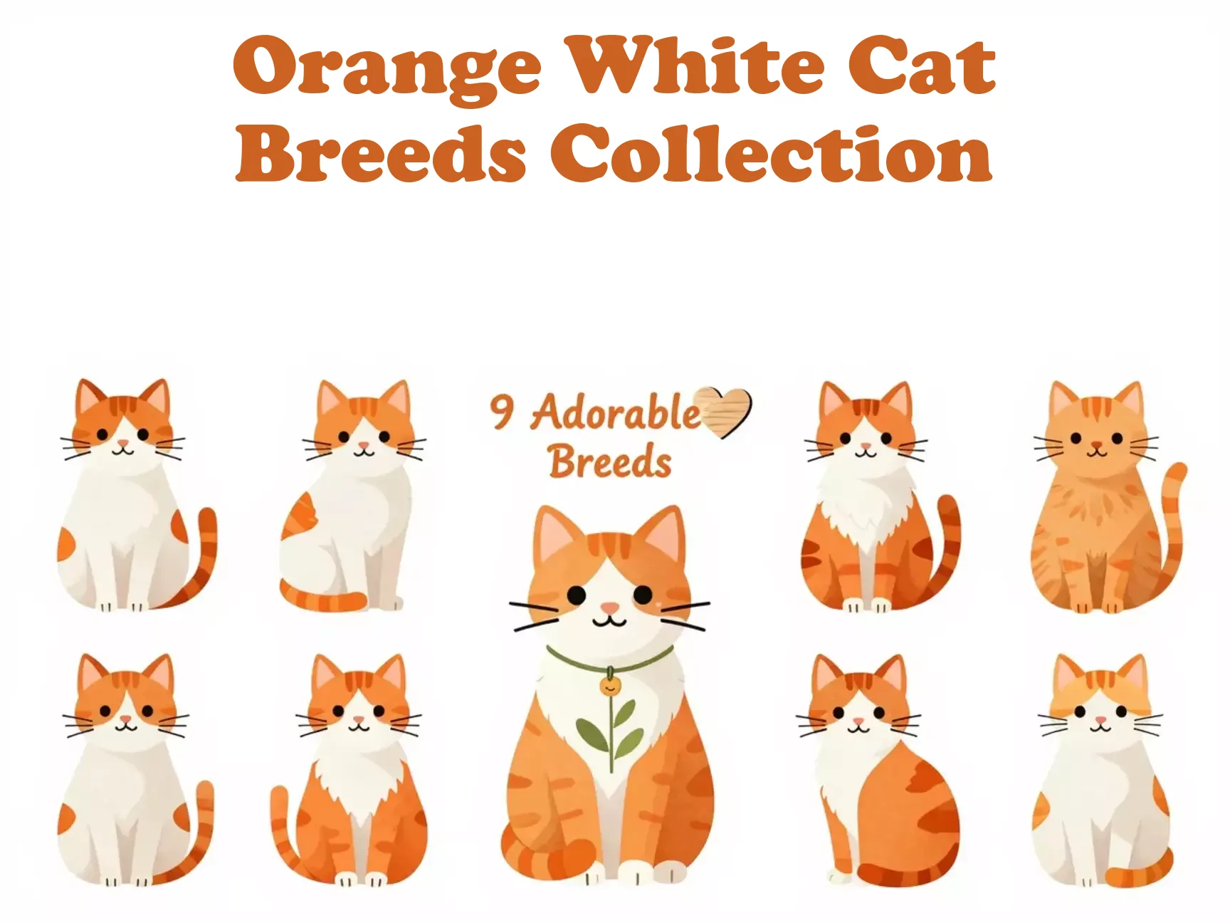 Minimalist cat silhouettes orange white patterns flat lay arrangement main