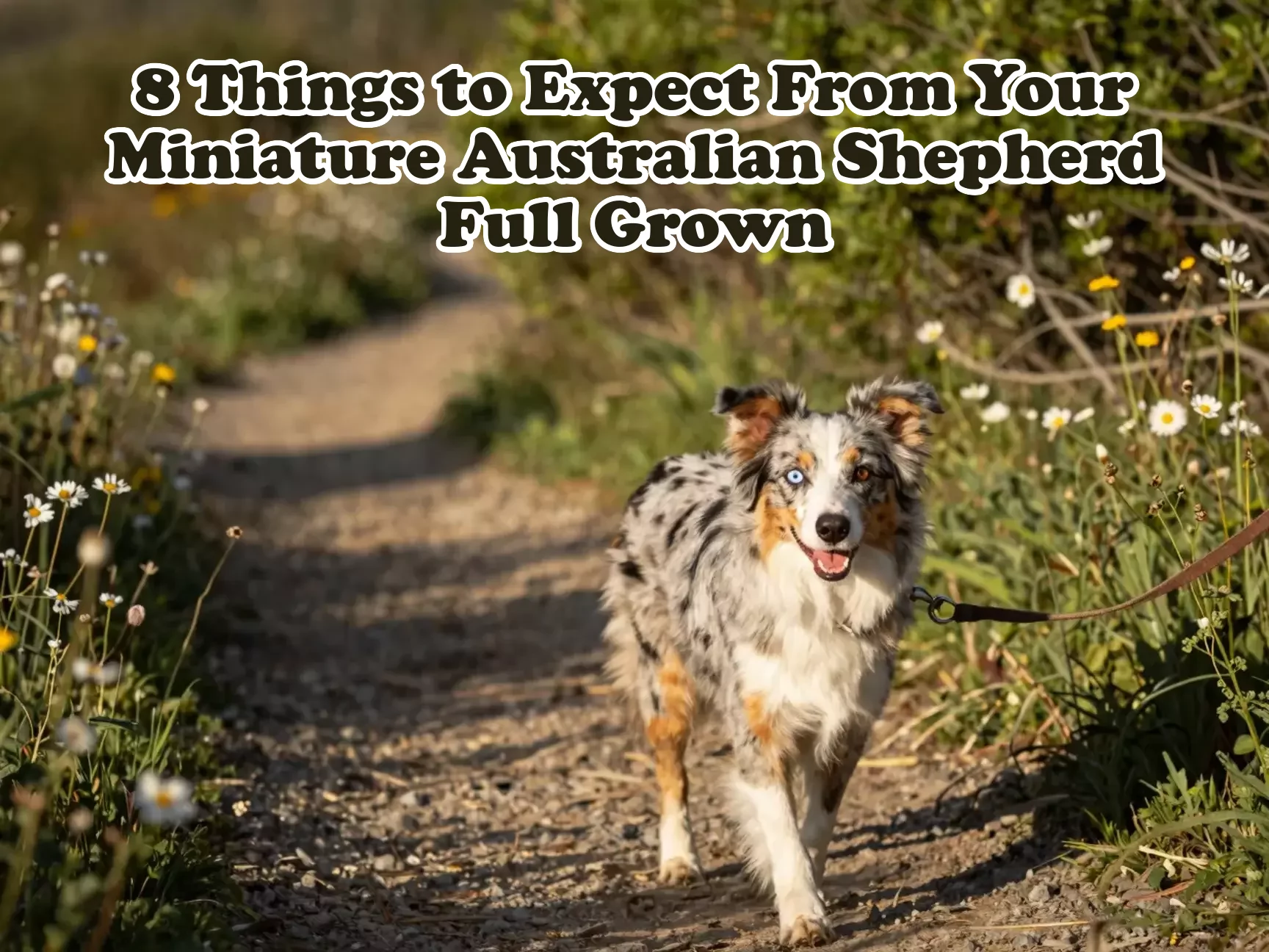 Compact athletic merle mini aussie hiking trail loyal companion main