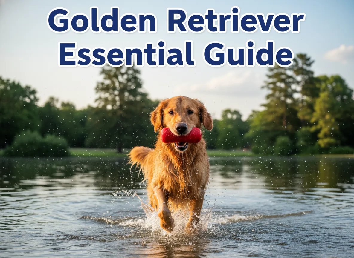 Golden retriever joyful swim fetch park sunlight action close up