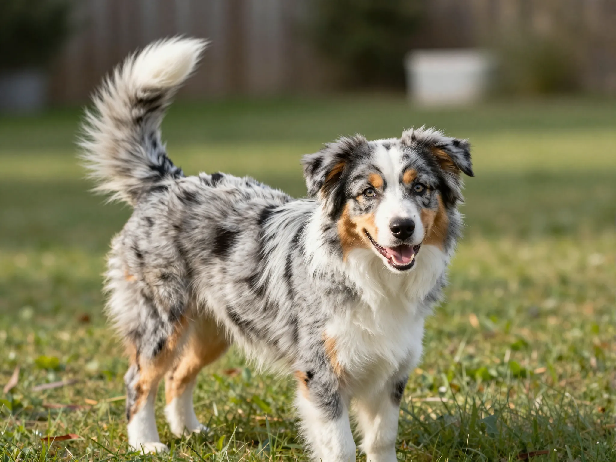Most australian shepherd puppies born with full feathered tails