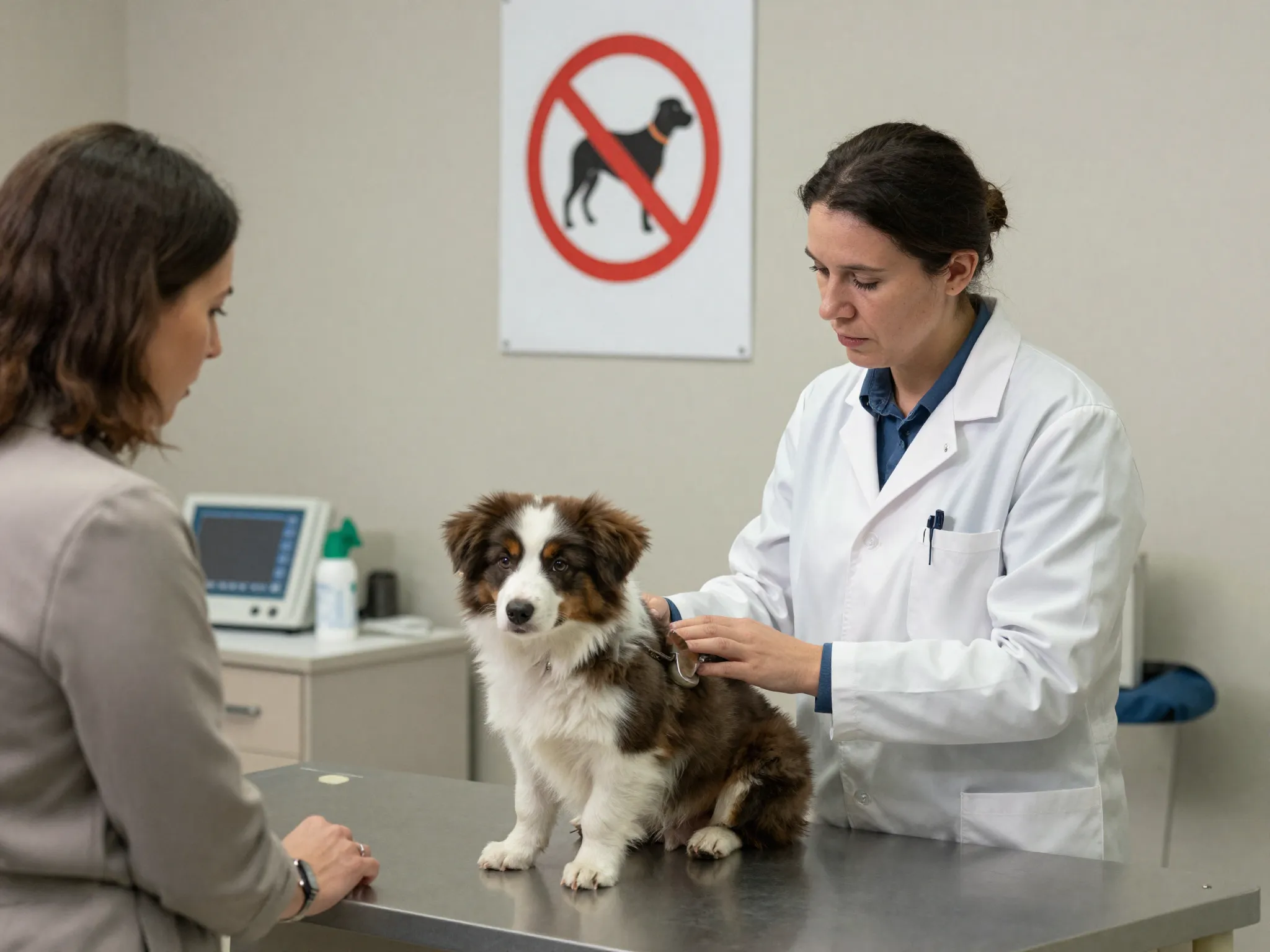 Veterinarian discussing tail docking ban ethics clinic