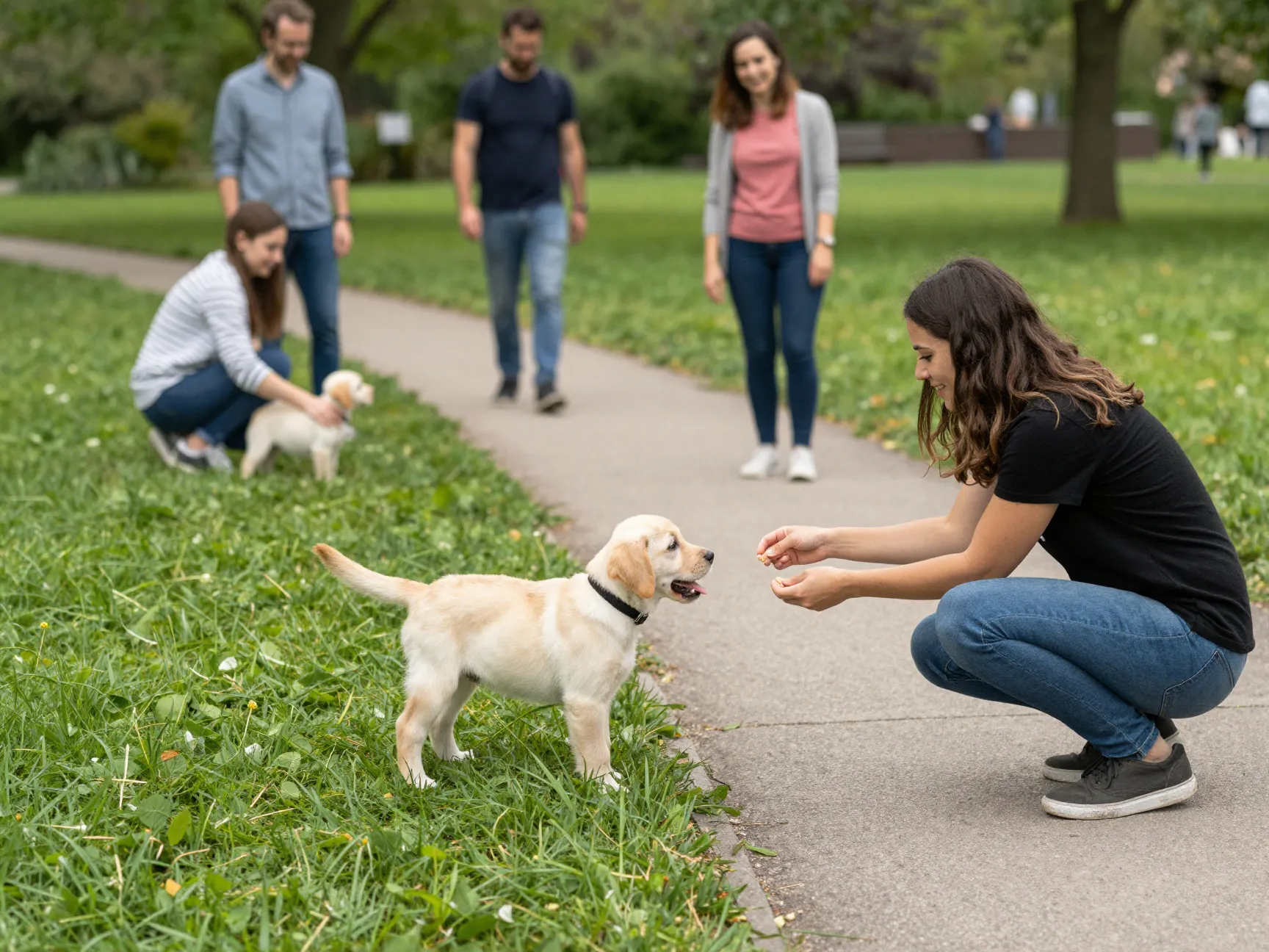 Socializing labrador puppy with different people and environments