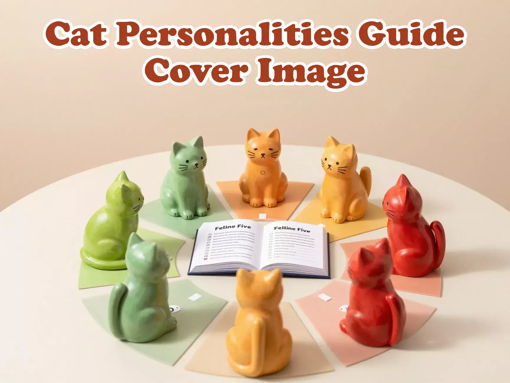 Nine cat personality types color wheel minimalist overhead main