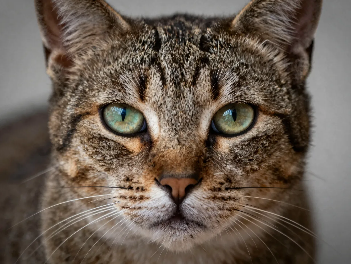 An ultra sharp professional portrait photograph of a cats face