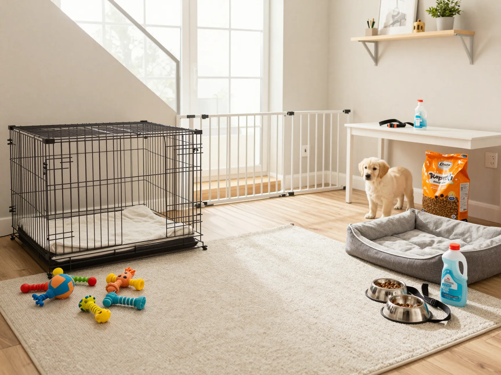 Puppy proofed home with supplies checklist for yellow lab arrival