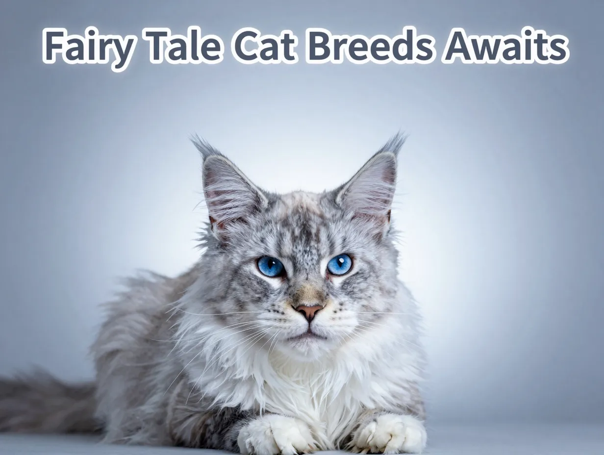 Maine coon regal blue eyes white paws ethereal magical light