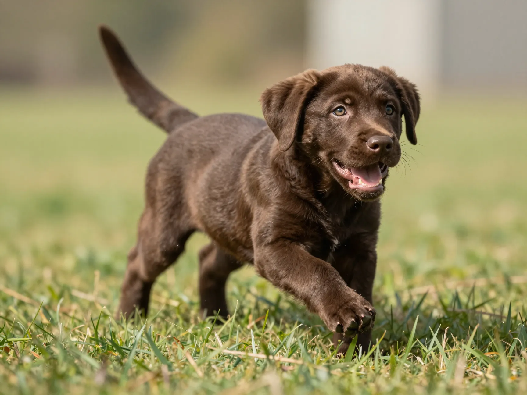 A bold energetic male chocolate lab puppy named gunner