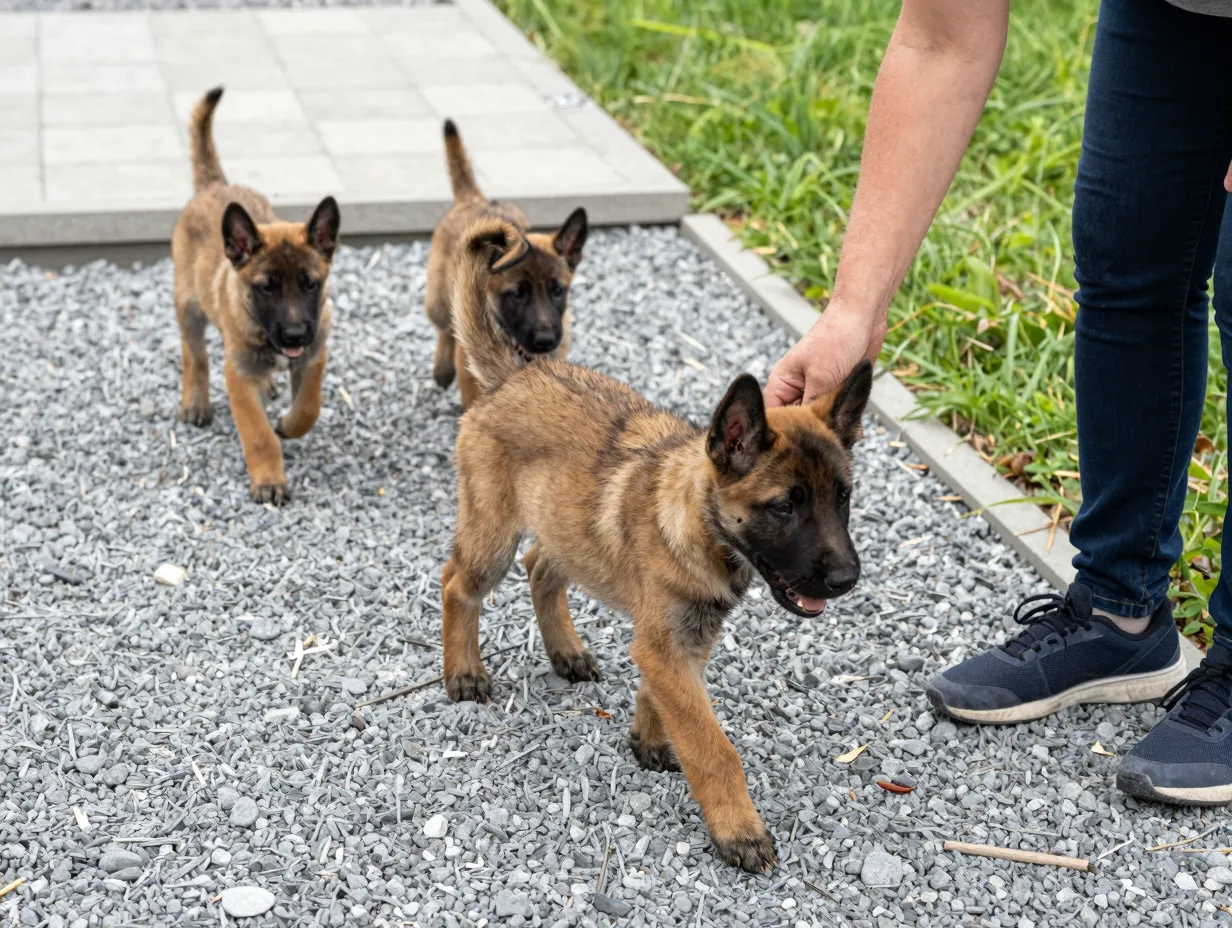 Controlled socialization belgian malinois puppy exposed to novel surfaces