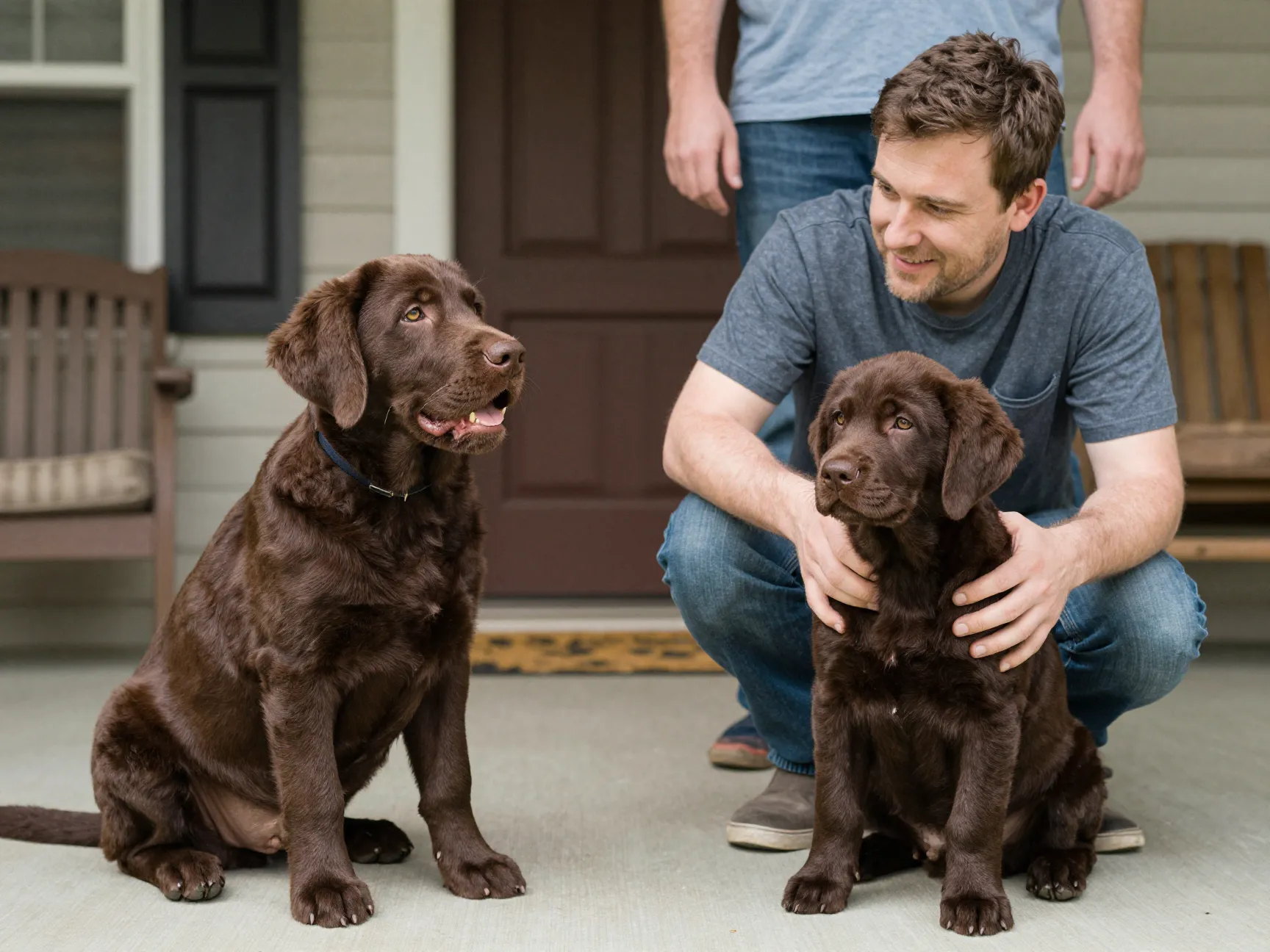 A loyal companion male chocolate lab puppy named buddy