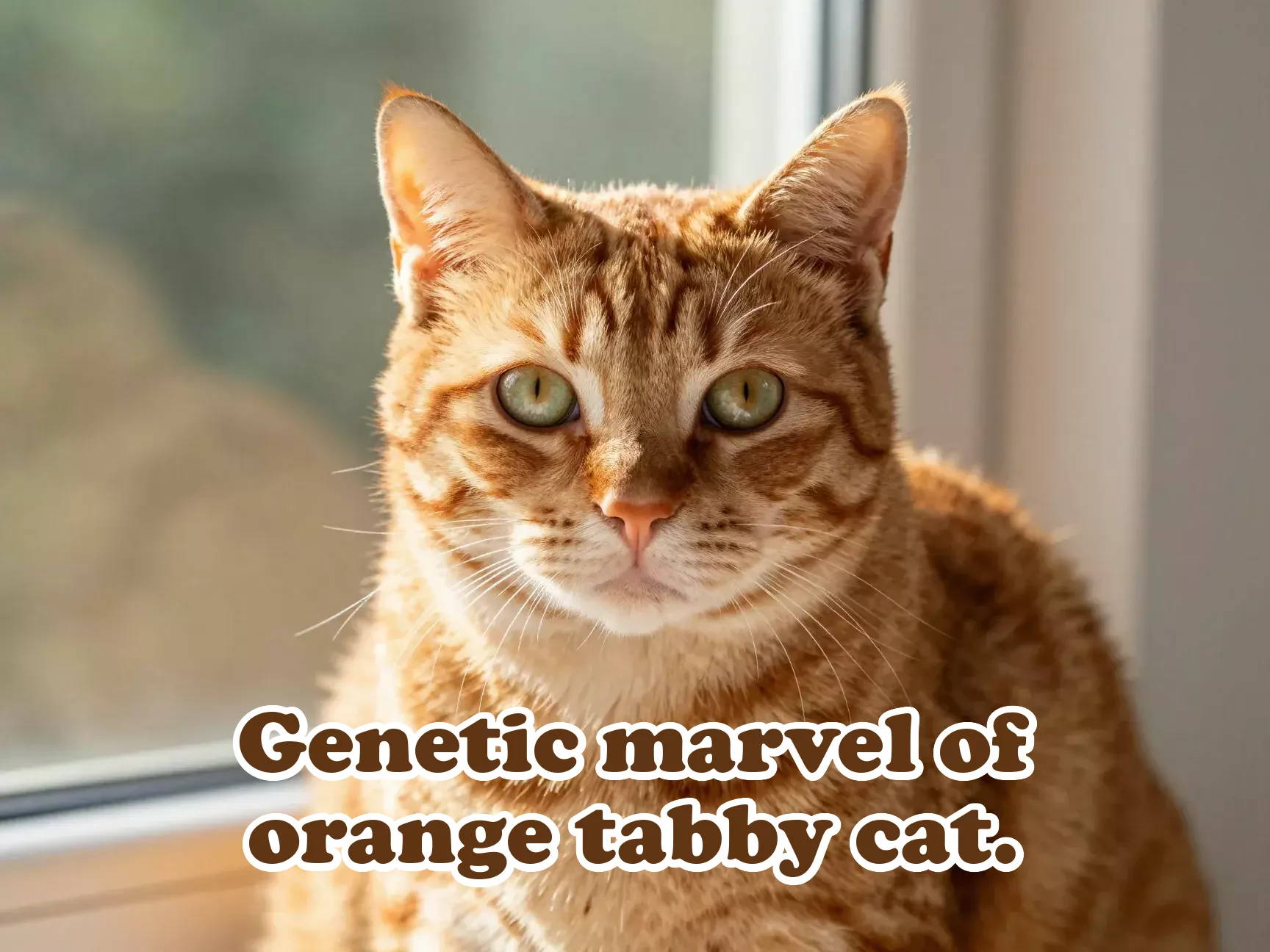 Symmetrical orange tabby portrait marbled coat m marking closeup main