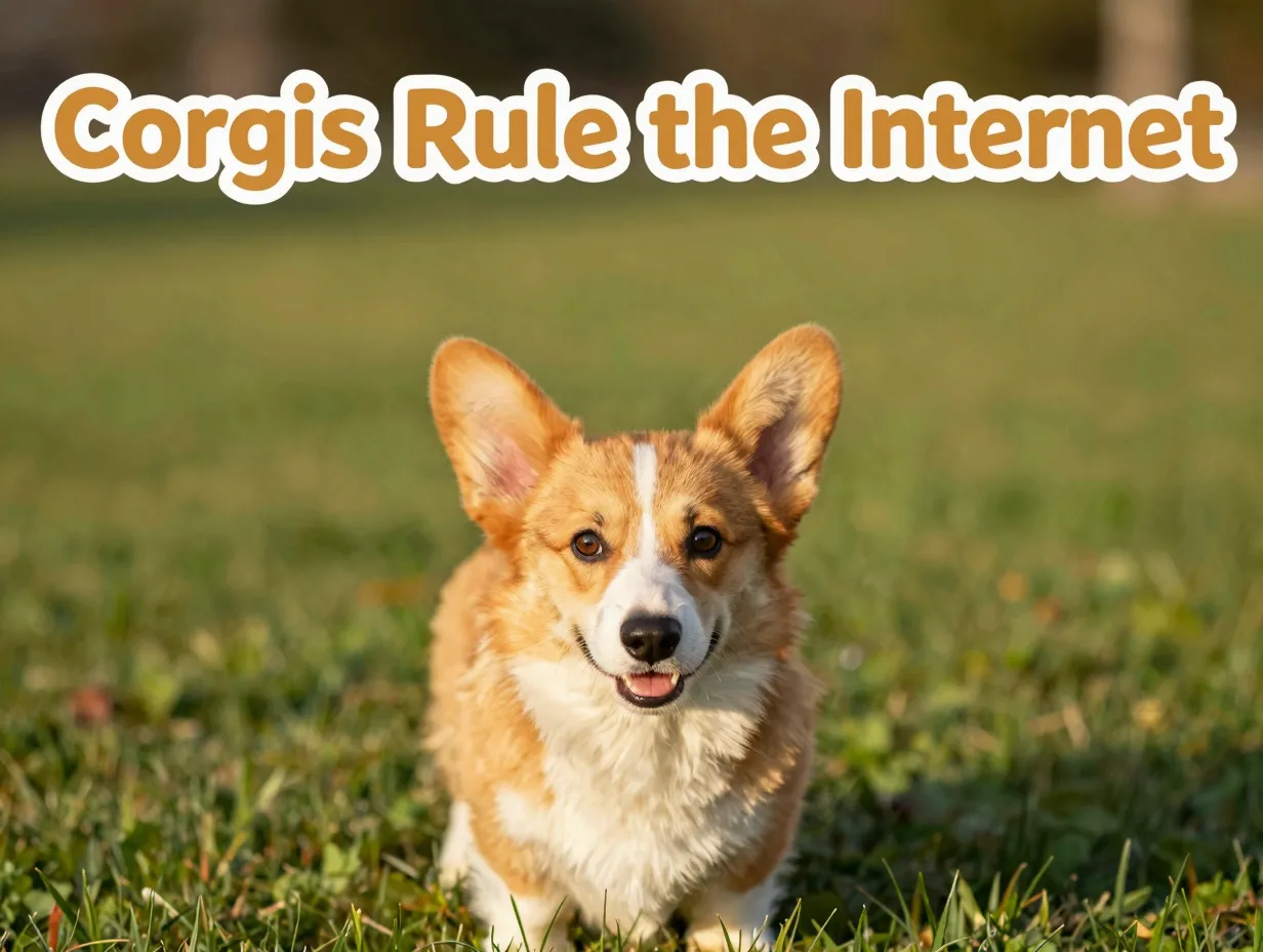 Corgi puppy sploot close up regal internet royalty viral photo