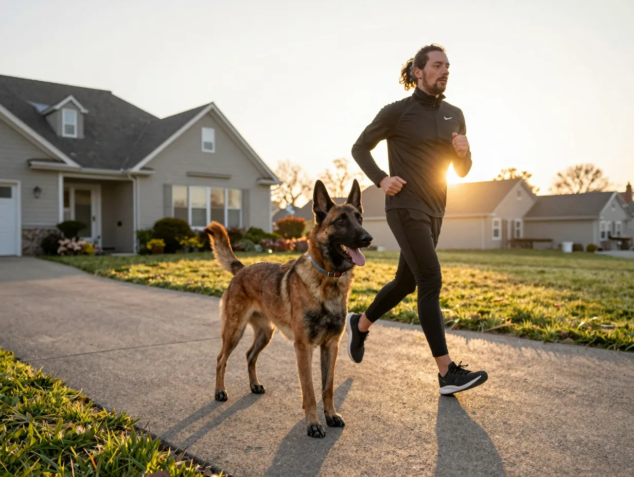 Malinois following consistent daily routine morning run schedule