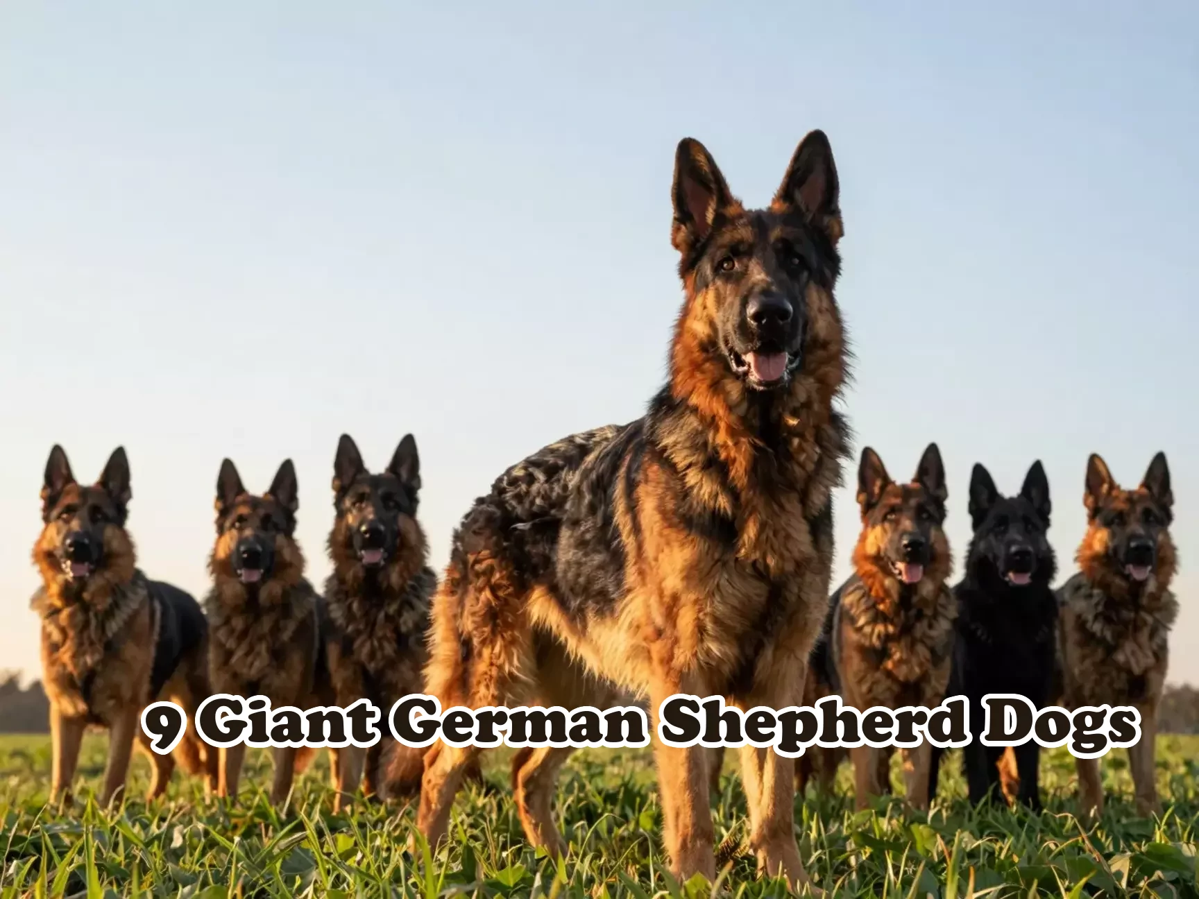Majestic giant german shepherd on field at golden hour standing tall main