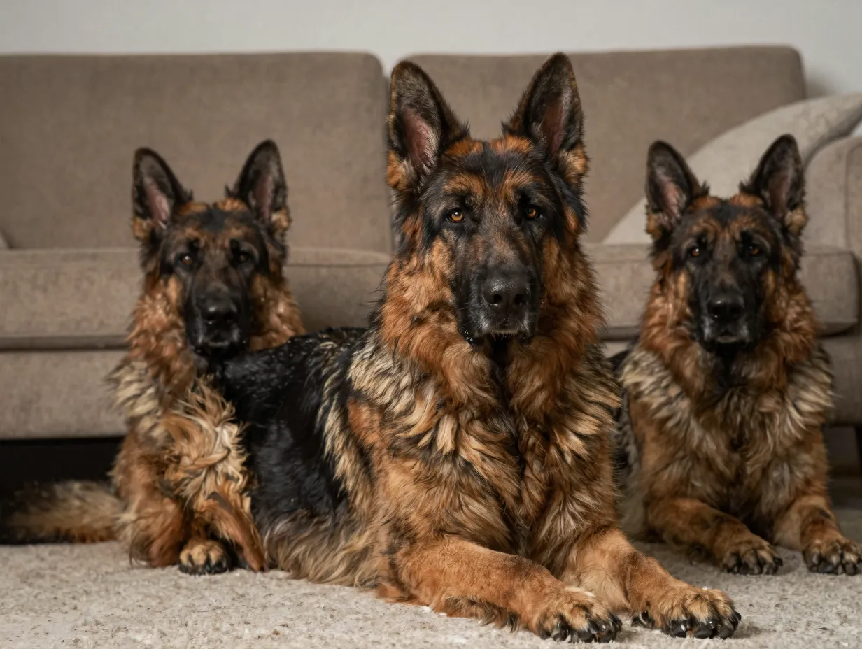 Long coat german shepherd giant with thick flowing fur