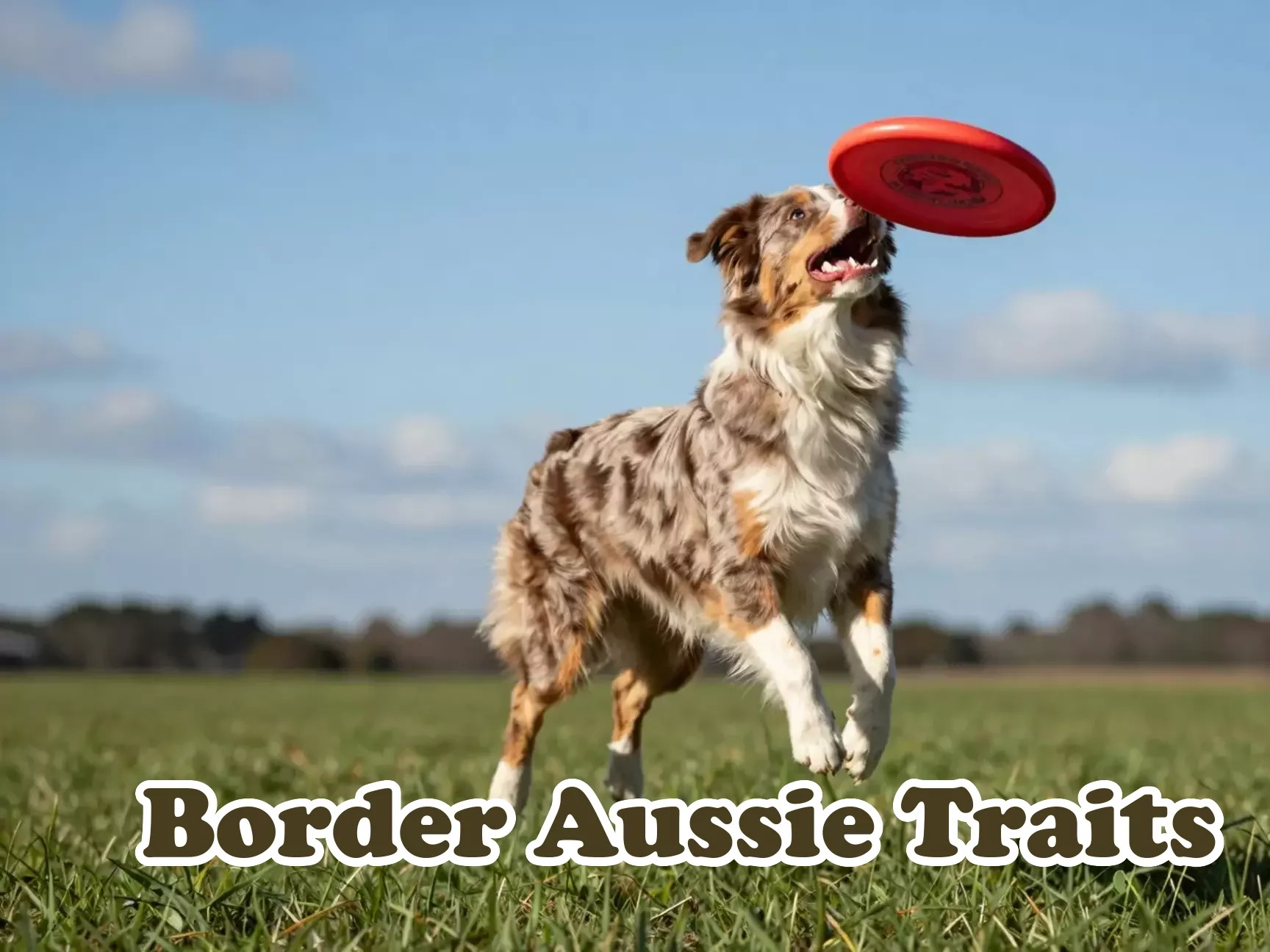 Athletic border aussie catches red frisbee in sunlit field action shot main