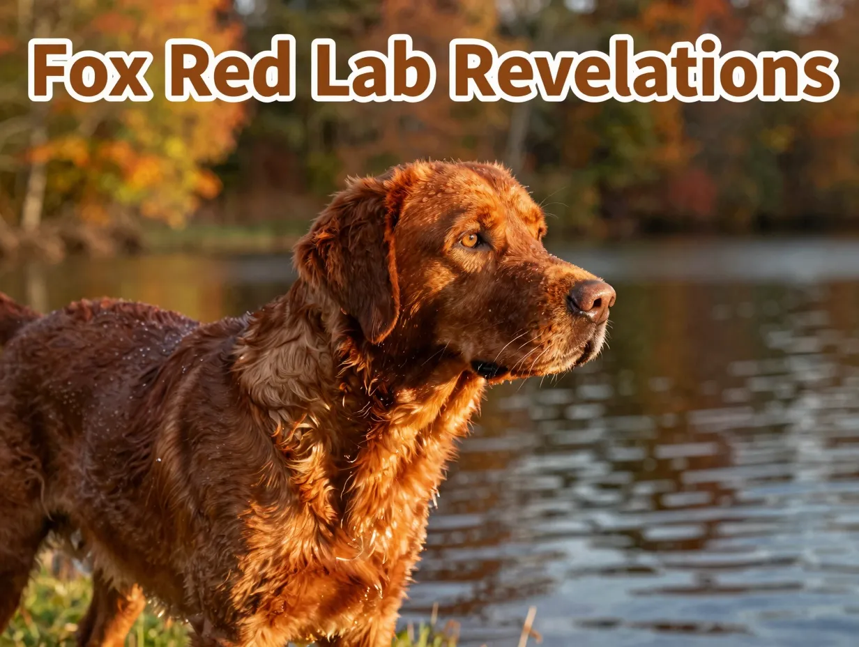 Majestic fox red labrador lakeside autumn heritage noble ready