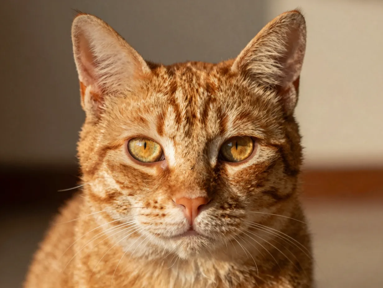 Classic orange tabby close up portrait golden eyes sharp focus