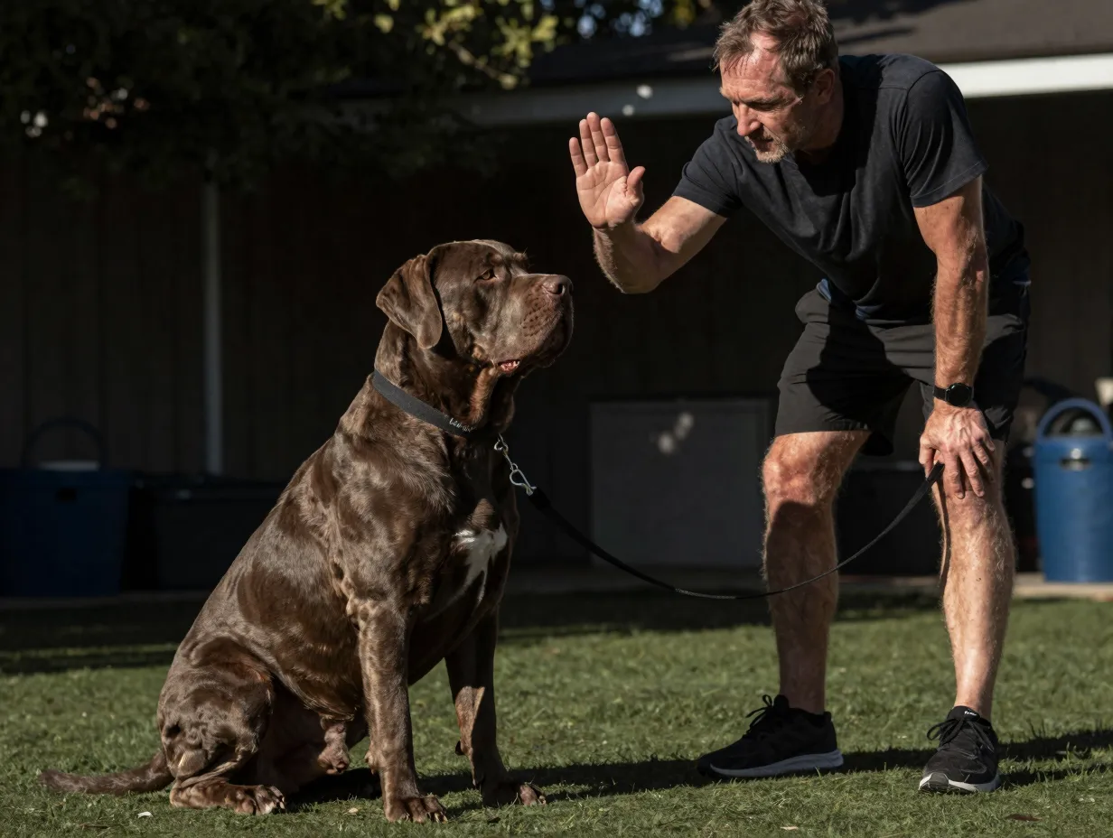 Strong stubborn labrottie training with experienced owner